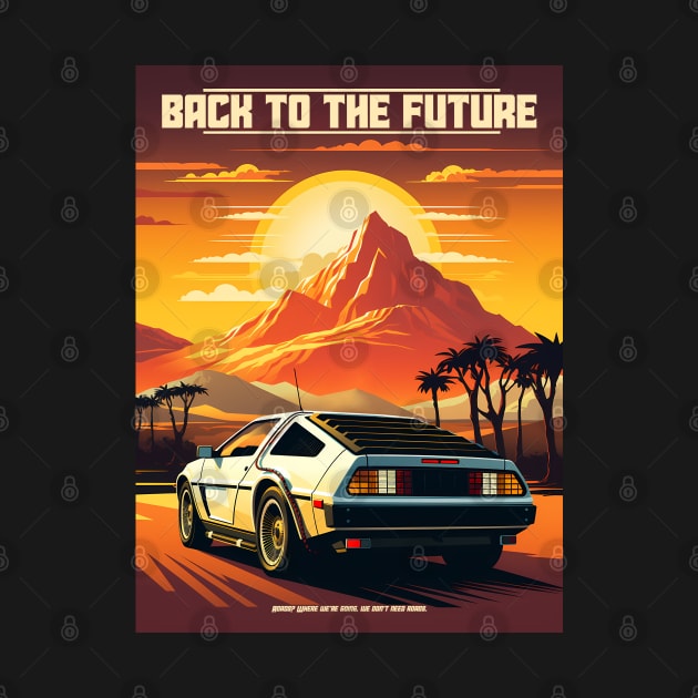 Back to the Future DeLorean poster by RetroPandora