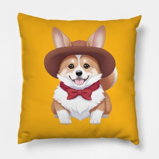 Cute Cowboy Corgi Pillow