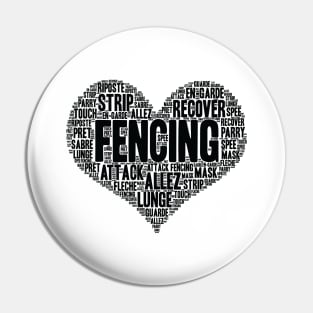 Fencing Heart Saber Epee Fence Gift print Pin