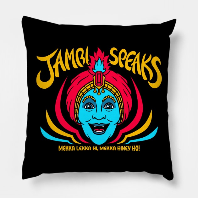 JAMBI SPEAKS Pillow by blairjcampbell