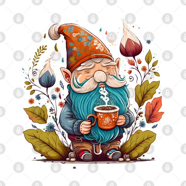 Funny Coffee & Gnome Lovers Floral Retro Spring Gardener by Ai Wanderer