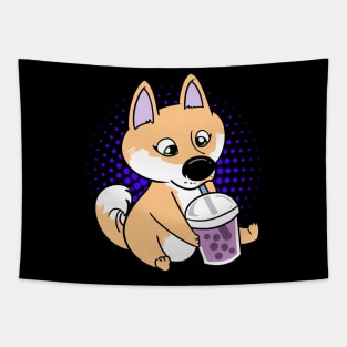 Shiba Inu Dog Kawaii Anime Bubble Tea Boba Tapestry