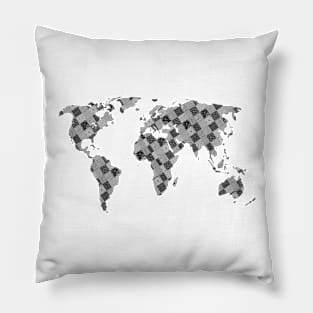 Patch up the World (black and white) Pillow