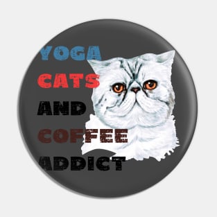 Yoga cats and coffee addict funny quote for yogi Pin