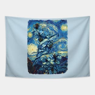 The Beauty of a sparrow Van Gogh Style Tapestry