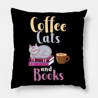 Coffee Cats Books Pillow