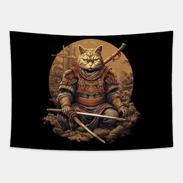 samurai ninja cat Tapestry by Pestach