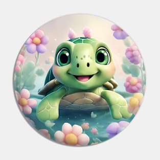 3D Turtle Princess in Pastel Wonderland Pin