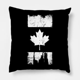 Canadian Flag - Variant - White - Distressed Pillow