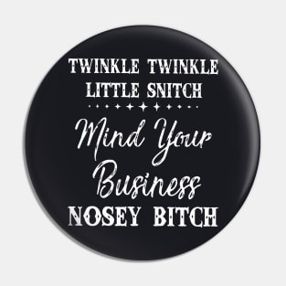 Twinkle Little Snitch Mind Your Business Nosy Bitch Offensive Pin