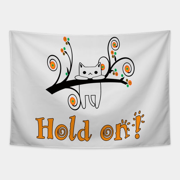 Hold On Kitty! Tapestry by SandraKC