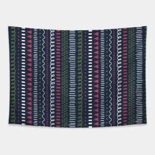 Vertical Doodle Tribal Stripes Tapestry