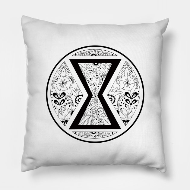 Black Widow Mandala Black & White Pillow by LotusArtStudio