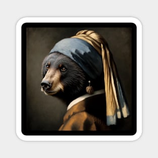 Wildlife Conservation - Pearl Earring Black Bear Meme Magnet