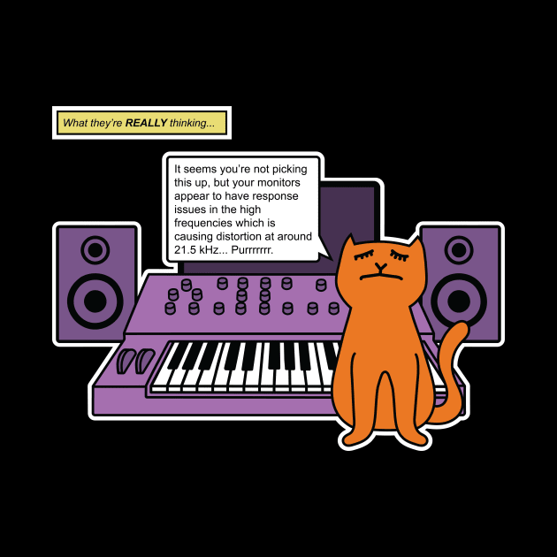 Cat on Music Studio Desk with Analogue Synthesizer by Atomic Malibu