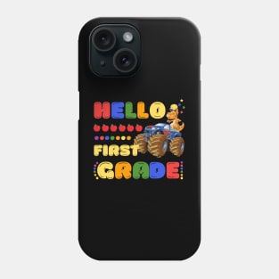 Hello First Grade, Funny Dinosaur Monster Truck Back To School Phone Case