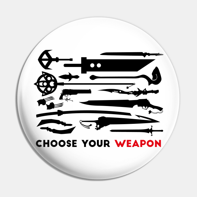 Final Fantasy "Choose Your Weapon" Pin by LittleBearArt