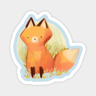 Cute fox sitting drawing Magnet