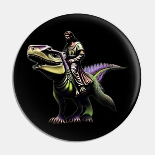 Jesus Christ on a Dinosaur Pin