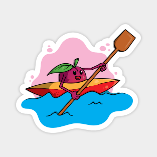 cute plum in a rowboat rowing in a lake Magnet