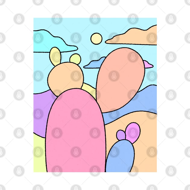 Pastel Cactus desert Cute Landscape by Trippycollage