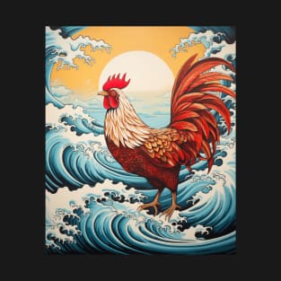 Japanese Chicken Surfer Great Wave Off Kanagawa T-Shirt