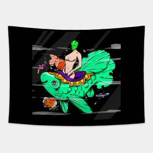 alien masked fish queen Tapestry