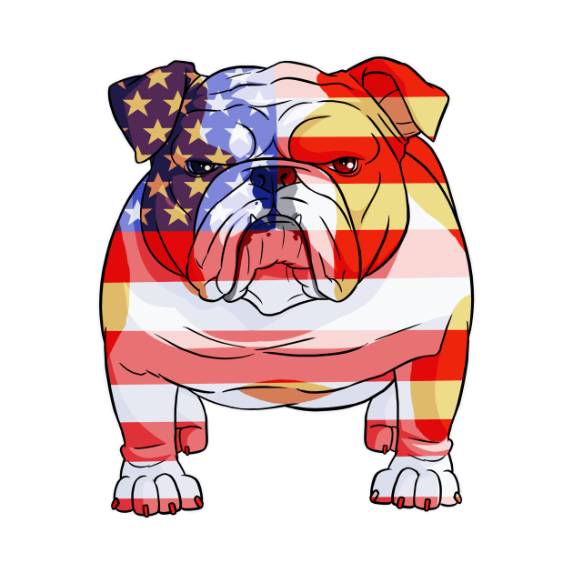 English Bulldog 4th Of July American Flag by Noseking