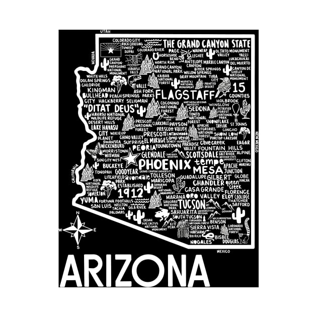 Arizona Map by fiberandgloss