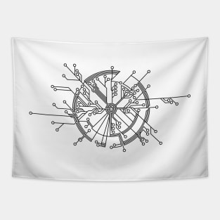 Black Futuristic Circle Tapestry