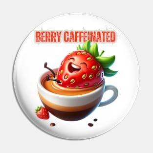 Strawberry Espresso Delight - Berry Caffeinated Morning Tee Pin