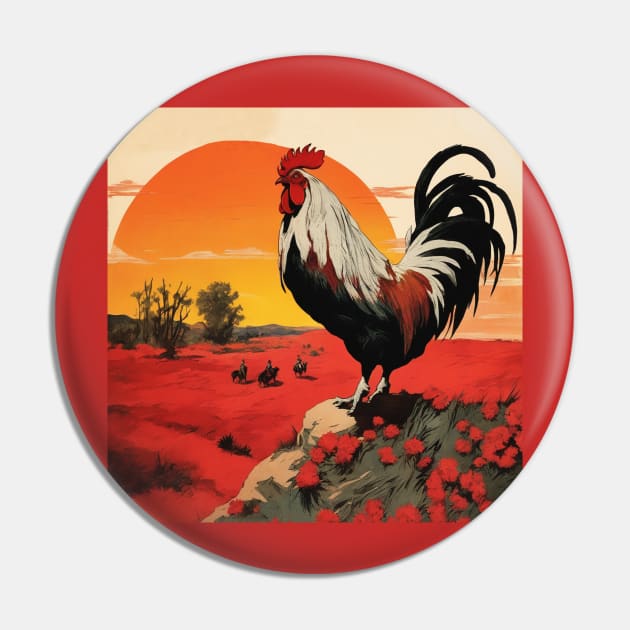 Rooster in the sunset Pin by Andrewstg