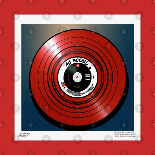 Vintage Pop Art Red Vinyl Record by musicgeniusart
