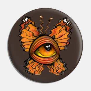 Trippy Pop Surreal Big Eyed Art Monarch Butterfly Illustration Pin