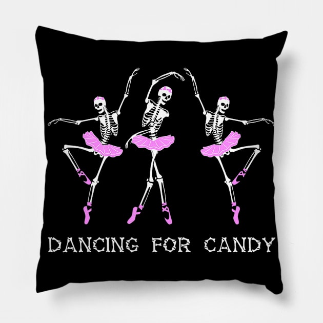 Ballet Dancing Skeleton Funny Halloween Costume Gift Pillow by klausgaiser