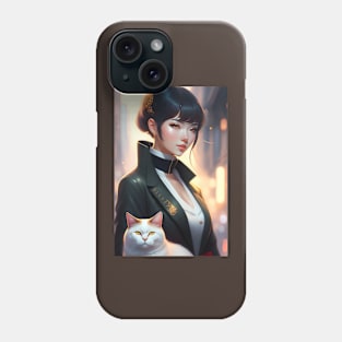 Beautiful woman with cat - Modern digital art Phone Case