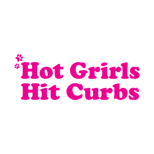 Hot Girls Hit Curbs funny meme bumper T-Shirt