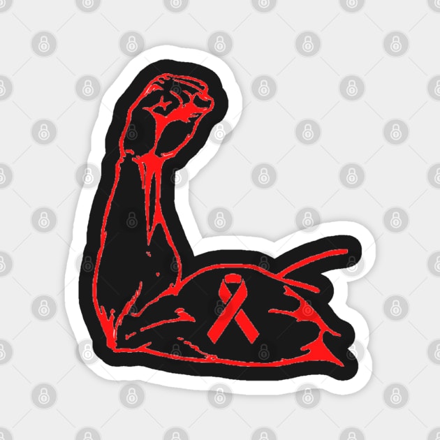 Flexed arm with Red Awareness Ribbon Magnet by CaitlynConnor