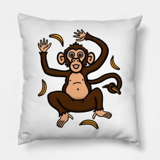 Monkey throwing Bananas design- Going bananas Pillow