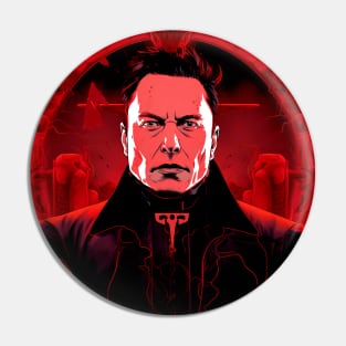 Elon Musk: Evil on a Dark Background Pin