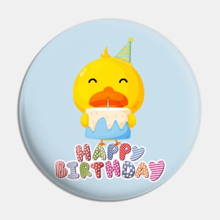 Happy Birthday cute yellow duck Pin