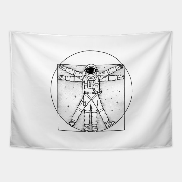 Vitruvian Spaceman Tapestry by enkeldika2