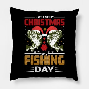 Christmas Fishing T - Shirt Design Pillow