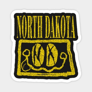 North Dakota Grunge Smiling Face Black Background Magnet