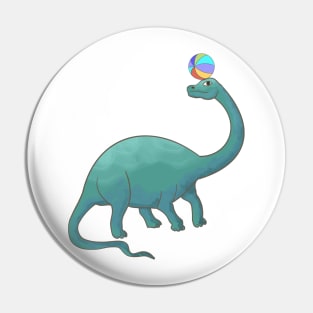 Cute Brontosaurus Playing with a Beach Ball Pin