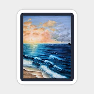 Sea Sunrise Ocean Beach Clouds Tranquility Magic Atmosphere Beauty of Nature Magnet