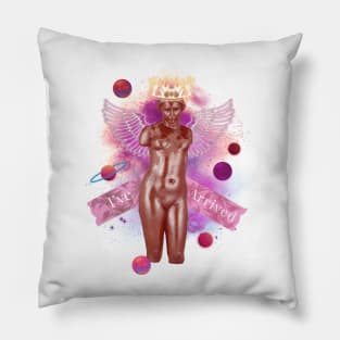 Greek stone floral design I’ve arrived planet queen of the universe pink Pillow