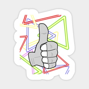 Thumbs up hand drawing triangle geometric pattern background. Magnet