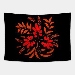 Folk flowers floral art print Flowers abstract art Tapestry