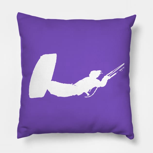 Kiter Action Freestyle Artistic White Vector Pillow by taiche